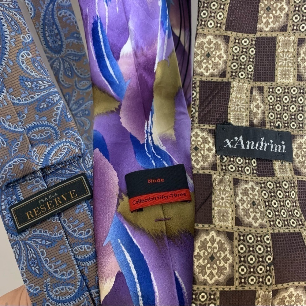 Vintage bundle of three men’s silk neckties print mixed lot ties professional